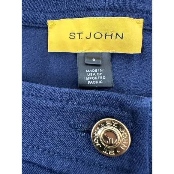 St. John Collection Twill Straight Leg Pant Size 6 Navy - Picture 10 of 10